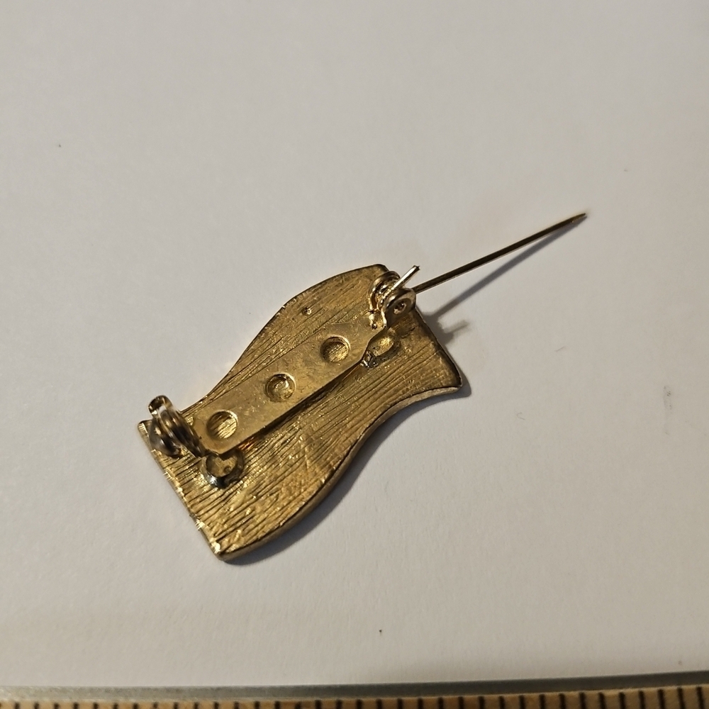 Vintage Rhinestone USA American Flag July 4 Patriotic GoldTone Brooch Pin - Picture 5 of 14